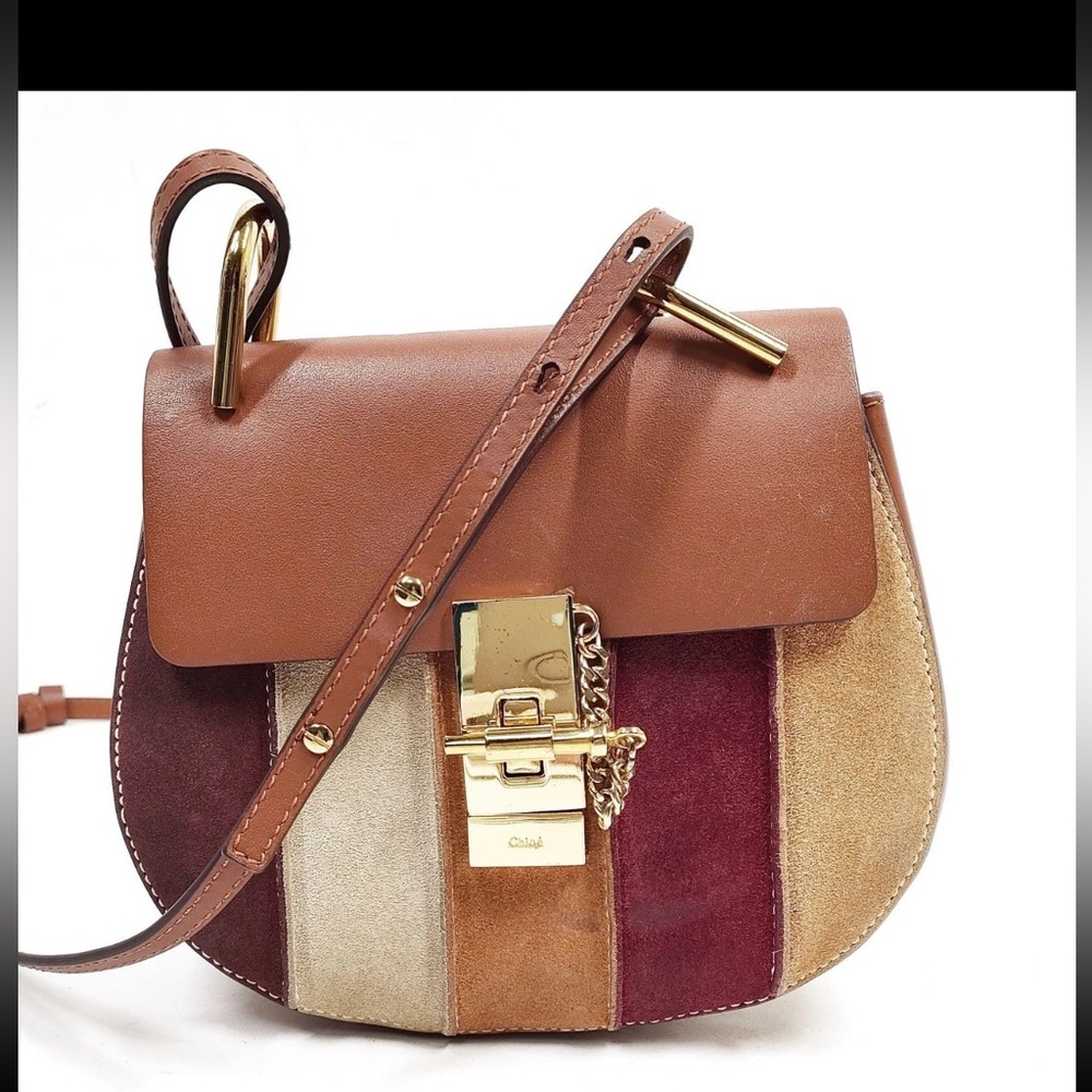 Chloe Multicolor Suede & Leather Crossbody - Brown, Burgundy, Tan, Cream